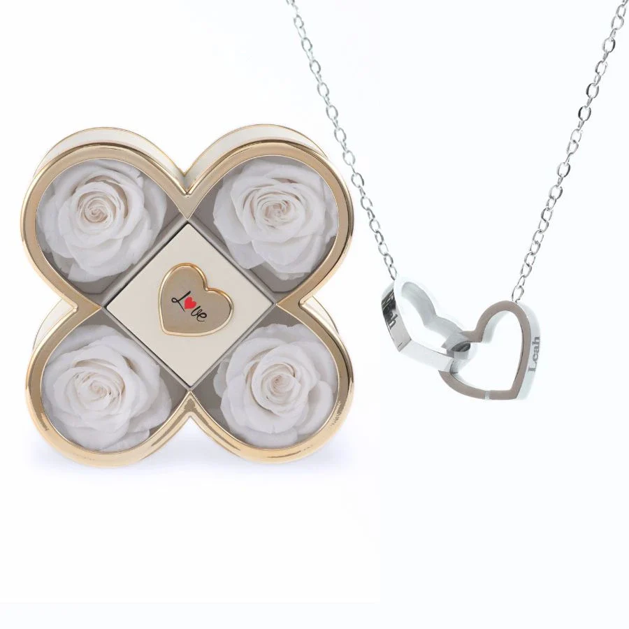 Thumbnail - White roses with Silver necklace
